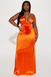 Stella Satin Maxi Dress - Orange