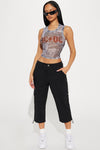 Trouble Free Cargo Capri - Black