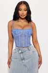 Aurora Lace Corset Top - Blue