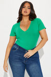 Ashley V-Neck Top - Kelly Green