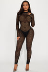 Zera Fishnet Jumpsuit  - Black