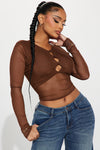 Slice Of Life Mesh Top - Brown