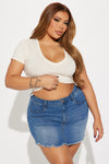 Veronica V-Neck Crop Top - Oatmeal