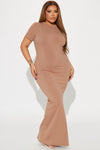 Cora Snatched Maxi Dress - Nude