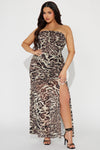 In The Jungle Ruched Maxi Dress - Leopard