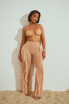 Celeste Ruffles Mesh Cover Up Pants - Mocha