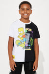 Mini Bart Simpson Split Dye Embroidered Tee - White/Black