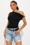 A Sure Thing One Shoulder Top - Black