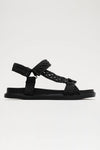 Ava Woven Strappy Flat Sandals - Black