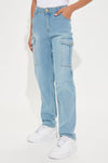 Mini The Best Cargo Denim Jeans - Light Wash