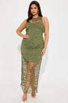 Callie Crochet Maxi Dress - Olive