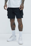 Catch Up Nylon Cargo Shorts - Black