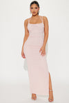 Vanessa Rhinestone Mesh Dress - Blush