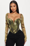 Nova Mesh Corset Top - Olive