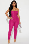 What It Is Mesh Jumpsuit - Magenta