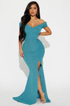 Jayleen Glitter Gown - Teal