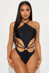 Nellie Strappy Cutout 1 Piece Swimsuit - Black