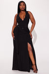 Amelia Sleeveless Belted Maxi Dress - Black