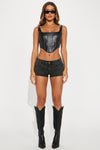 In My Perfect World Lace Up Short - Black