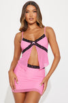 Dionne Mesh Skirt Set - Pink/combo