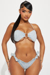 Western Bling Rhinestone Denim 2 Piece Bikini - Denim