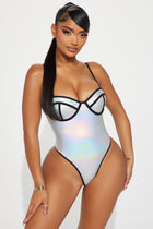 Summers In Vegas Holographic 1 Piece Swimsuit - Silver