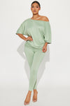 Camila Short Sleeve Legging Set - Sage