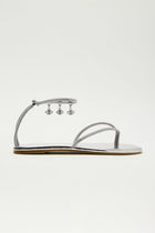 Evil Eye Goddess Flat Sandals - Silver