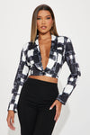 A Little Complicated Cropped Blazer - Black/combo