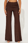 Call Me Later Textured Flare Pant - Brown