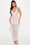 Be Realistic Metallic Maxi Dress - Blush