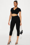 Bridgette Snatched Capri Pant Set - Black