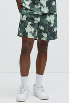 Elmore Floral Warm Up Shorts - Green/combo