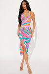 Prism Ruched Midi Dress - Multi Color