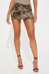 Did It Again Distressed Micro Mini Skirt - Brown/combo