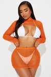 Jacqueline Crochet 2 Piece Swim Cover Up - Orange