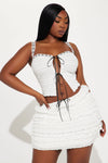 Caught In A Daze Ruffle Lace Skirt Set - White