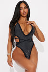 Saisha Rhinestone 1 Piece Swimsuit - Black