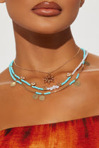 Sun Chaser Layered Necklace - Gold/Blue