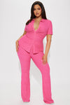 Petite Liliana Short Sleeve Pant Set - Pink