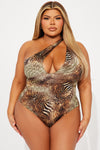 Animal Instincts Cut Out Bodysuit - Olive/combo