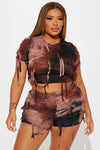 Nelly Distressed Baby Tee - Brown/combo