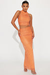 Shimmer Night Skirt Set - Orange