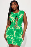 Amika Ribbed Mini Dress - Green/combo