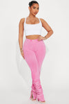 Rosalie Mineral Wash Stacked Pant - Fuchsia