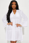 Breezy Nights Linen Cover Up Dress - White