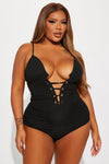 Brianne Lace Up Bodysuit - Black