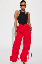 Golden Hour Wide Leg Cargo Pant - Red