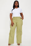 Baby Girl Wide Leg Cargo Pant - Sage