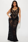 Brianna Crochet Maxi Dress - Black